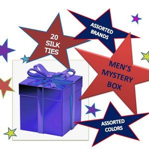 MYSTERY BOX OF 25 ASSORTED SILK TIES Plain Stripes Pattern Geometric